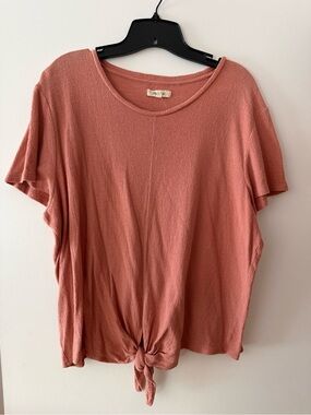 Madewell Dusty Rose Tie-Front Short Sleeve Tee